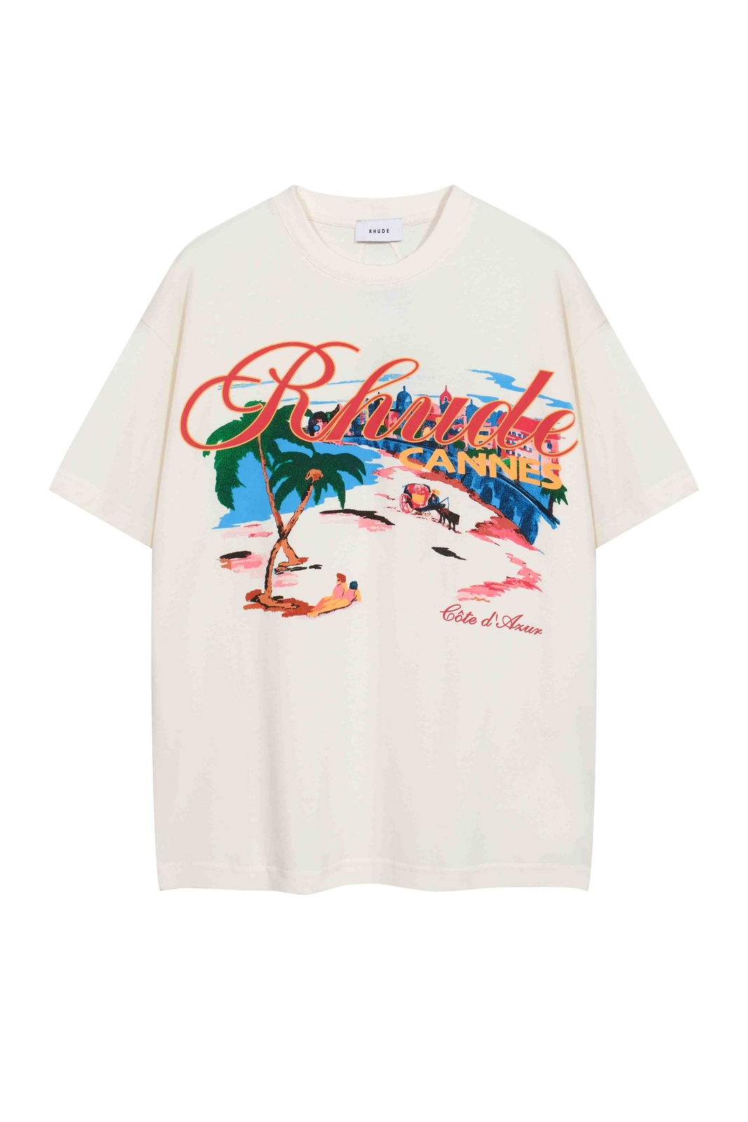 RHUDE Summer Coconut Beach Resort Style Retro Short sleeved T-shirt White gallery