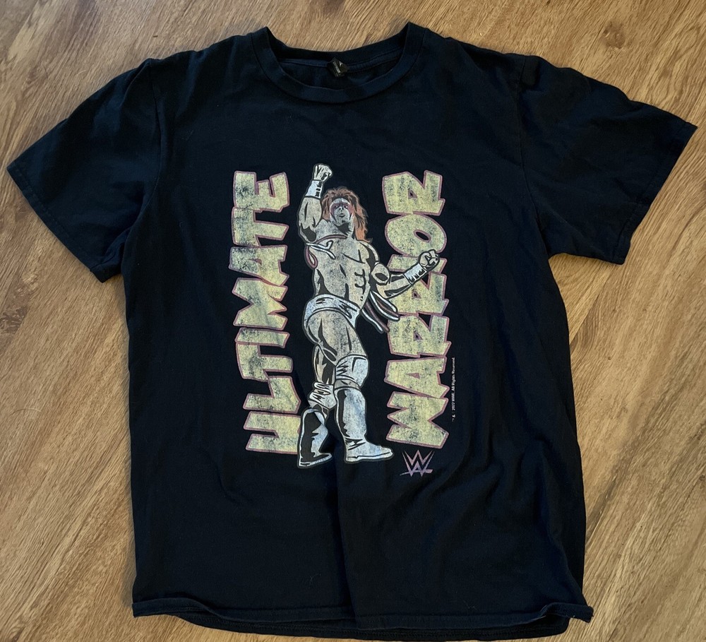 WWE WWF Ultimate Warrior Black Wrestling T-Shirt, Size Medium Legend￼
