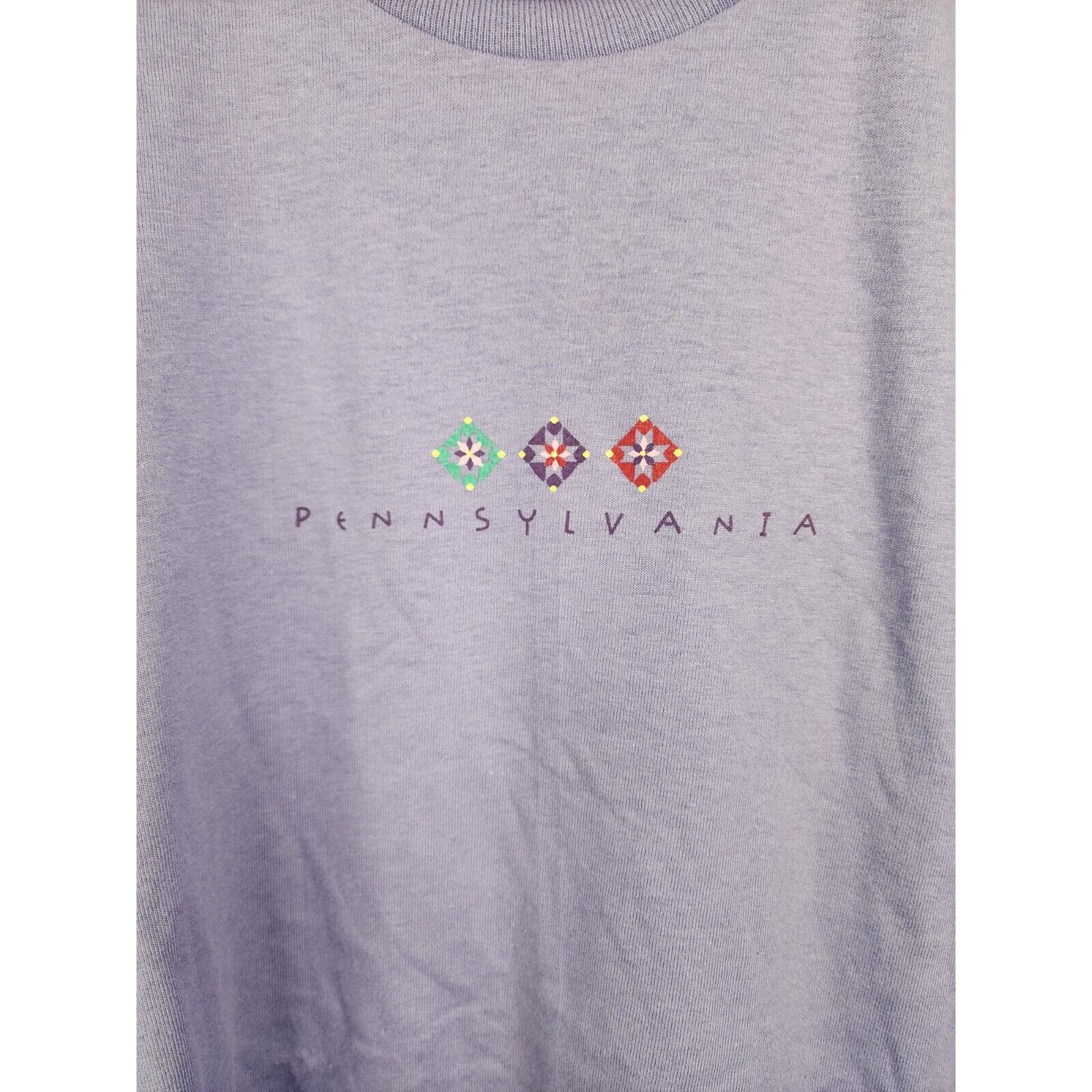 Vintage Pennsylvania Quilt Shirt Tee Pastel Purple Lilac Graphic Feminine 90s L gallery