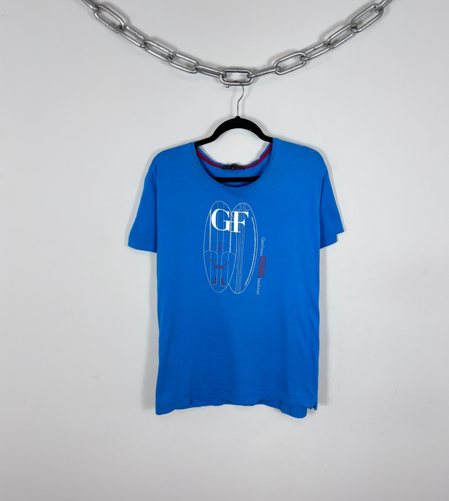Gianfranco Ferre Beachwear Men’s Graphic Print Blue Luxury T-Shirt Tee 54 / L