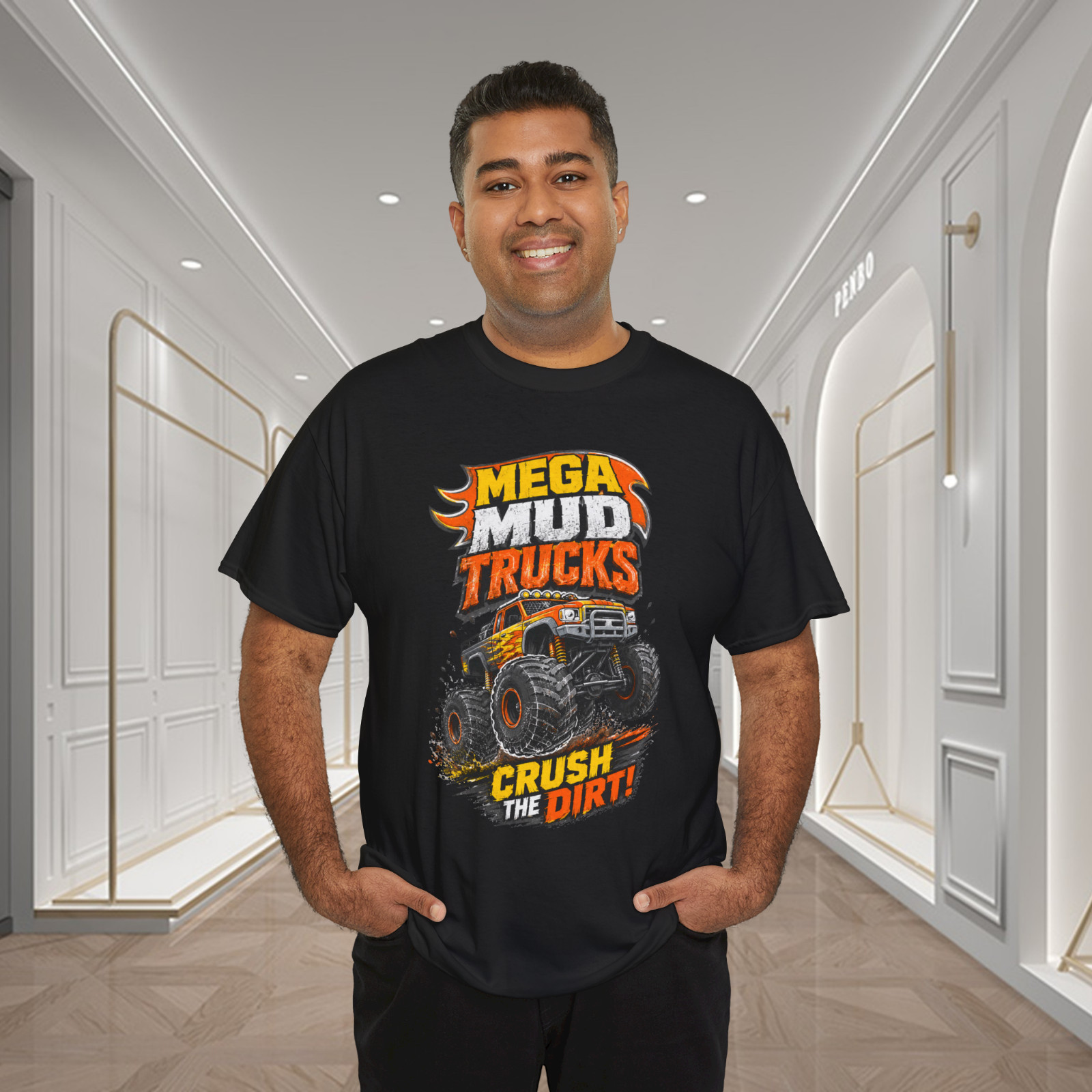 Mega Mud Trucks Crush The Dirt Monster Truck Graphic T-Shirt