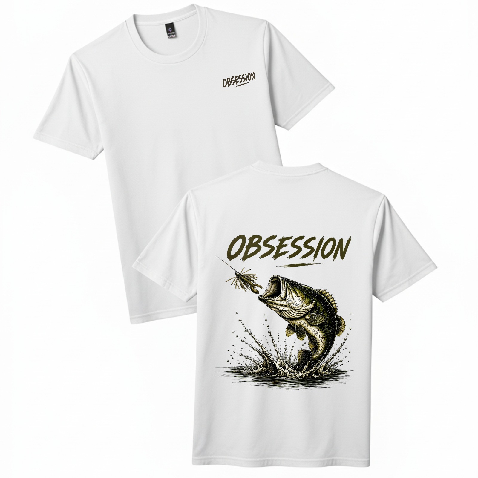 "Obsession Largemouth Bass Fishing Graphic Short Sleeve T-Shirt" gallery