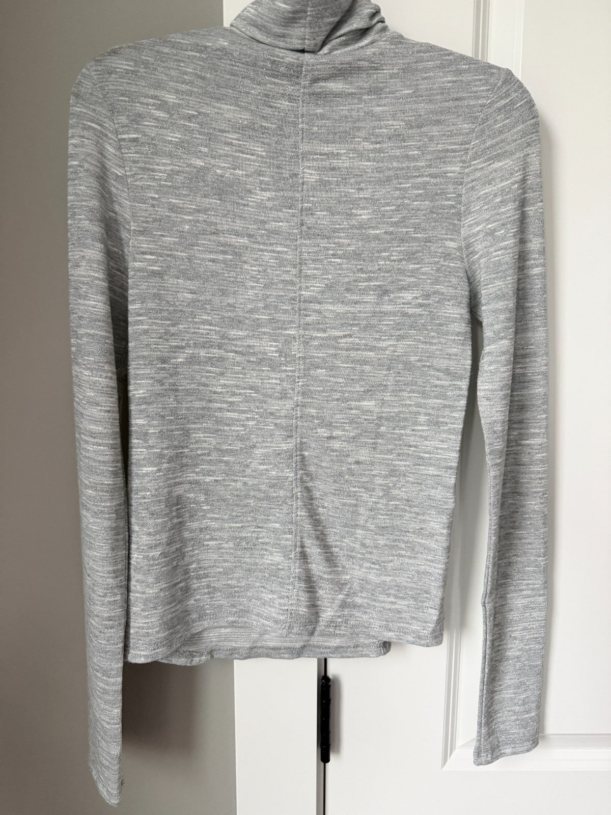 Light Grey Ribbed Turtleneck Sweater Stretch Knit Pullover Long Sleeve Women’s gallery