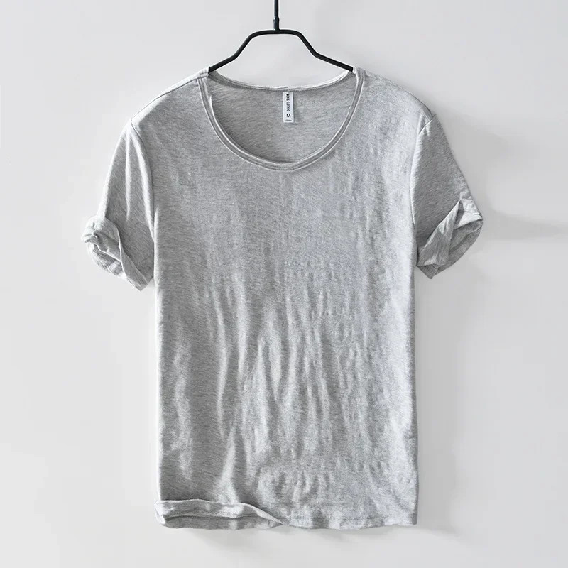 Mens Retro Raw Edge T-Shirt 100% Cotton Lightweight Breathable Slim-fit gallery