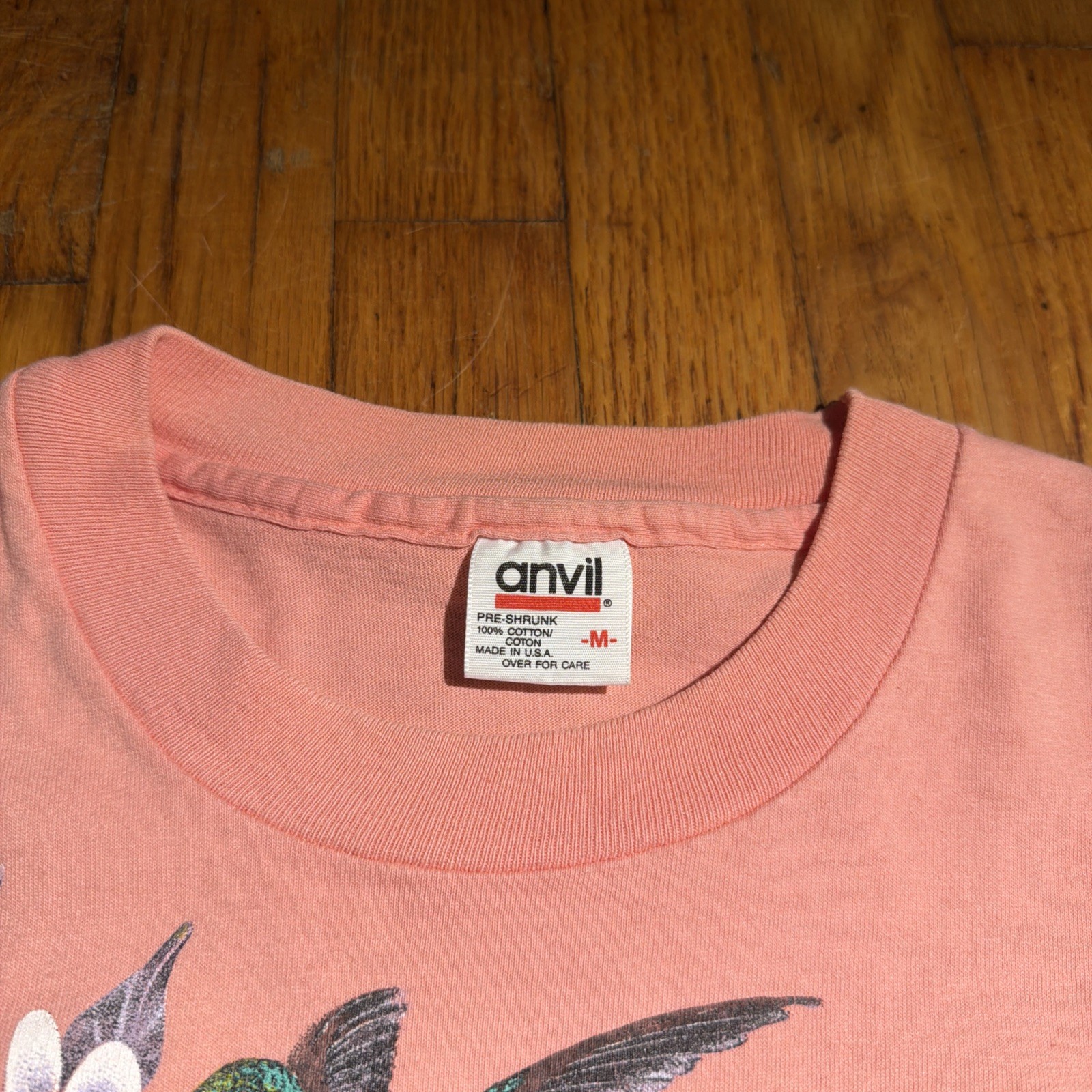 Vintage Hummingbird Bird Nature Flowers Art Shirt Medium Colorado USA 90's gallery