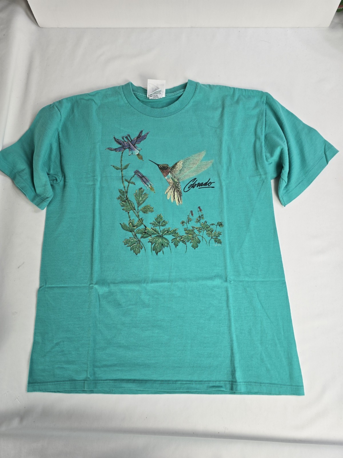 Vintage Buffalo Cal Cru Colorado Hummingbird Travel Souvenir T-shirt Size L gallery