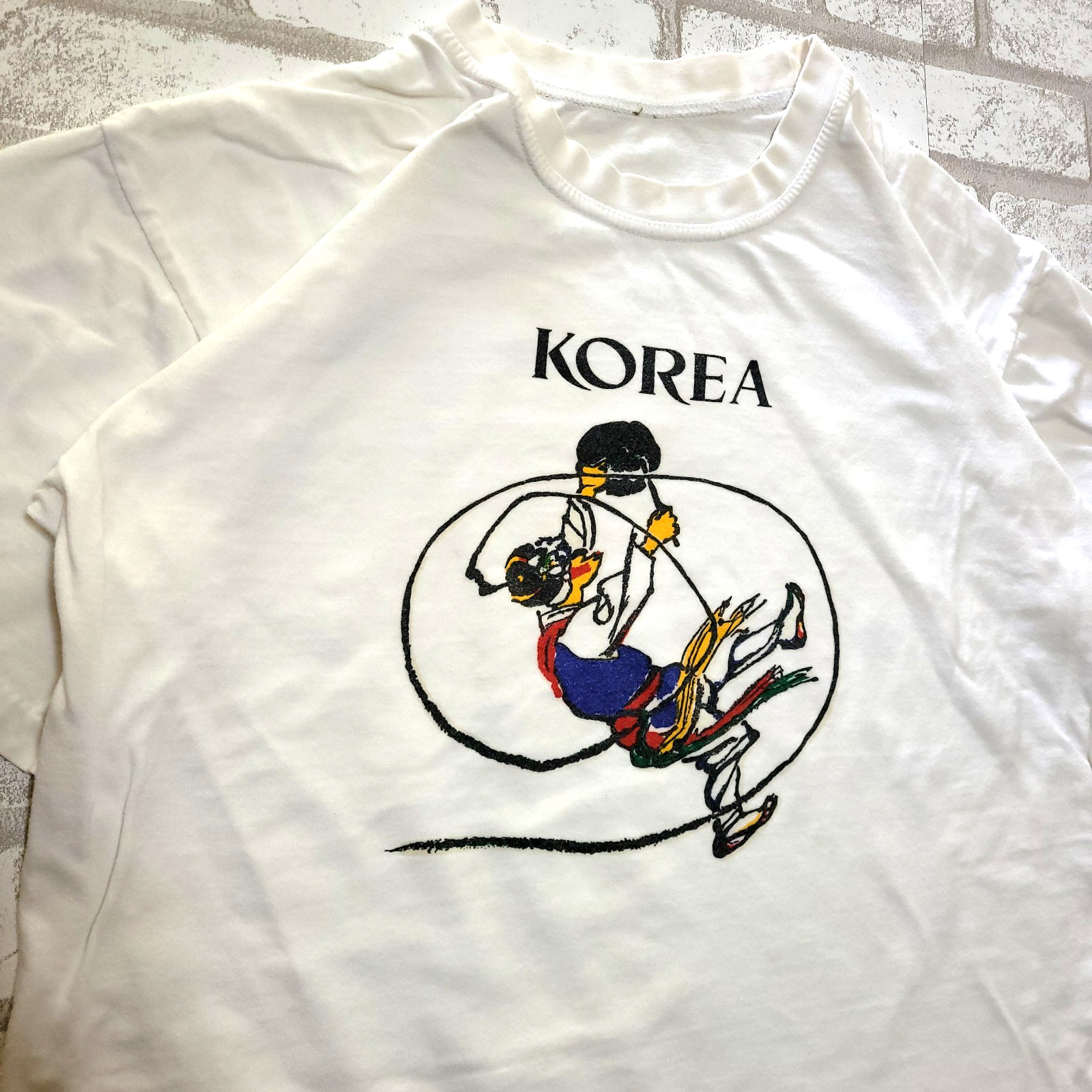 Vintage 90s Korea Sangmo Ribbon Dance Art Single Stitch Graphic T-Shirt Mens M