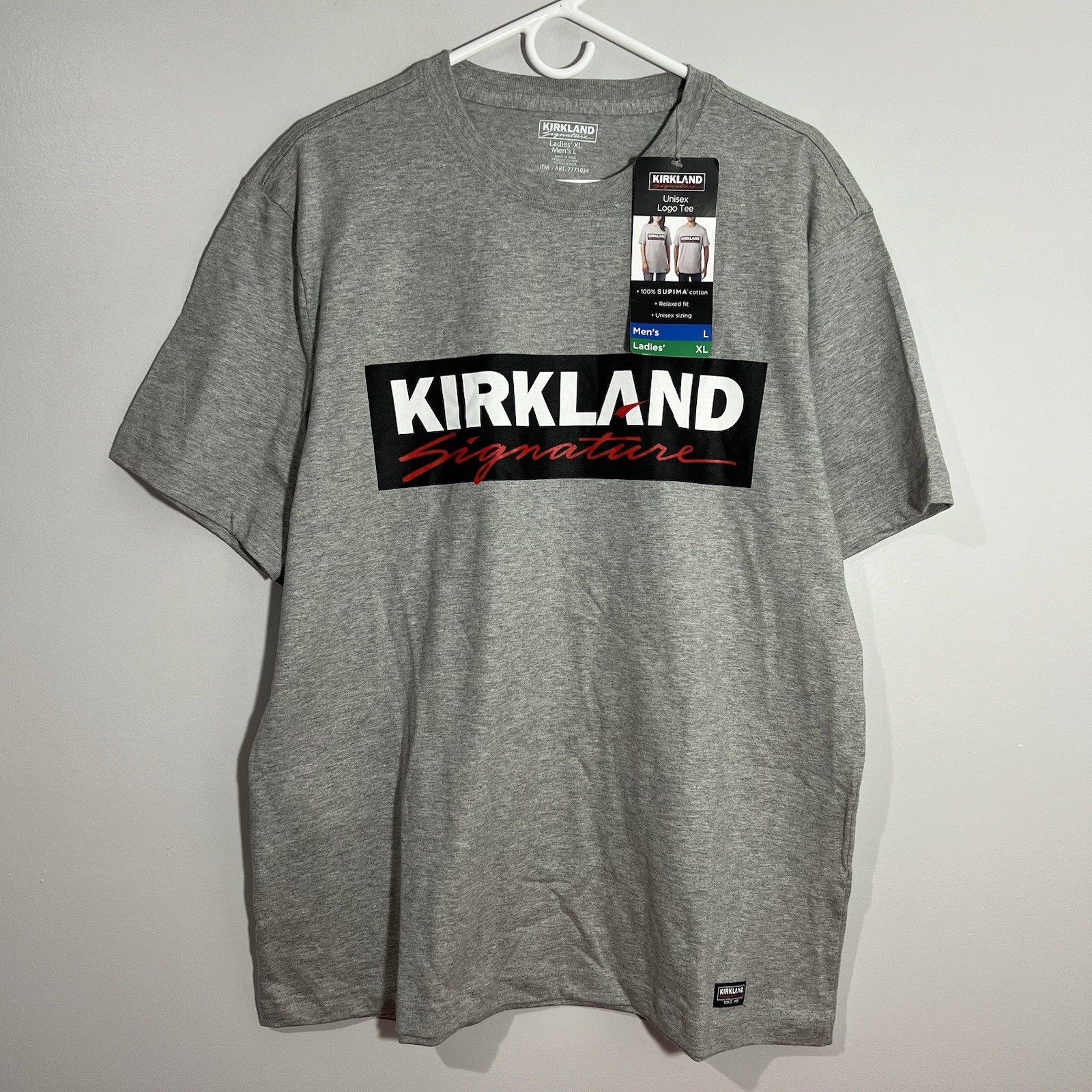 NEW Costco Kirkland Signature Gray Black White Short Sleeve T-Shirt Mens Large