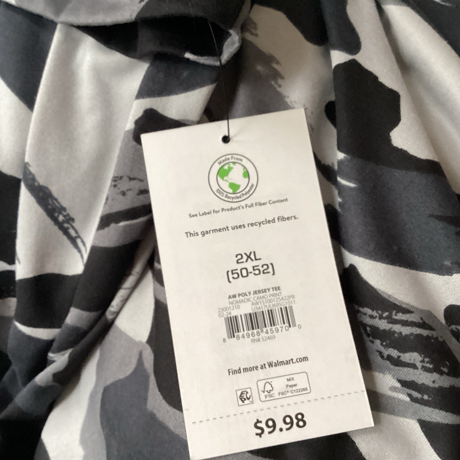 Athletic Works Jersey T-shirt Men Sz 2XL Gray / Black Short Sleeve Camo Print gallery