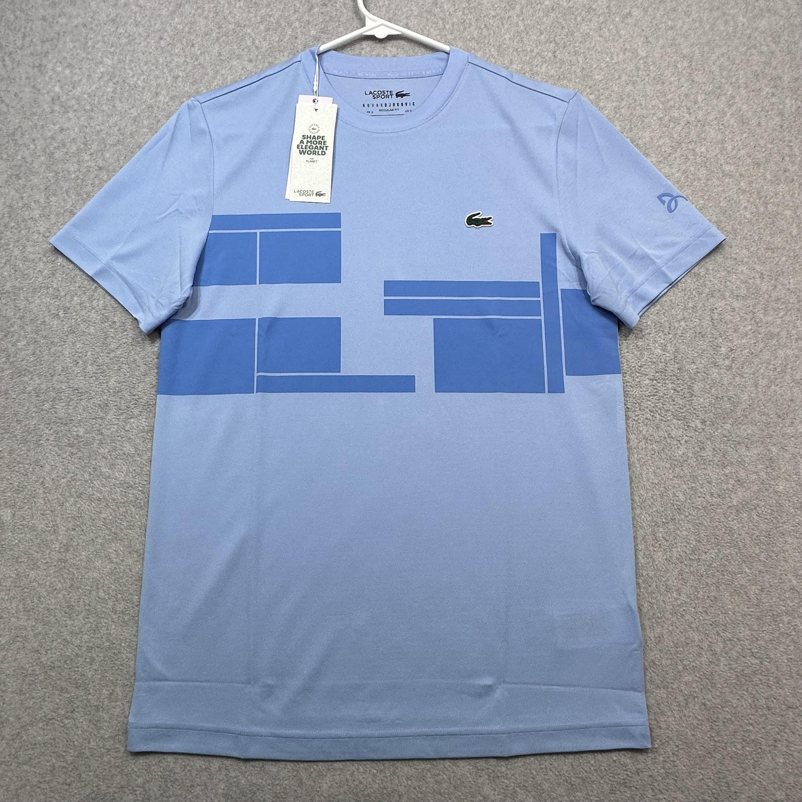 Lacoste Sport x Novak Djokovic Shirt Mens Small Blue Tennis Ultra Dry UPF 50 Tee gallery