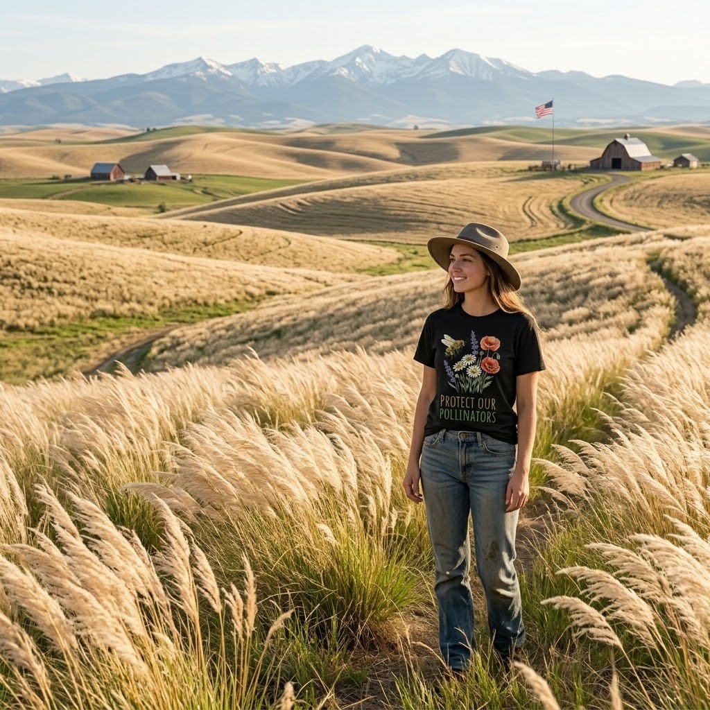 Protect Our Pollinators Flower & Bee T-Shirt, Eco-Friendly Nature Enthusiast Tee gallery