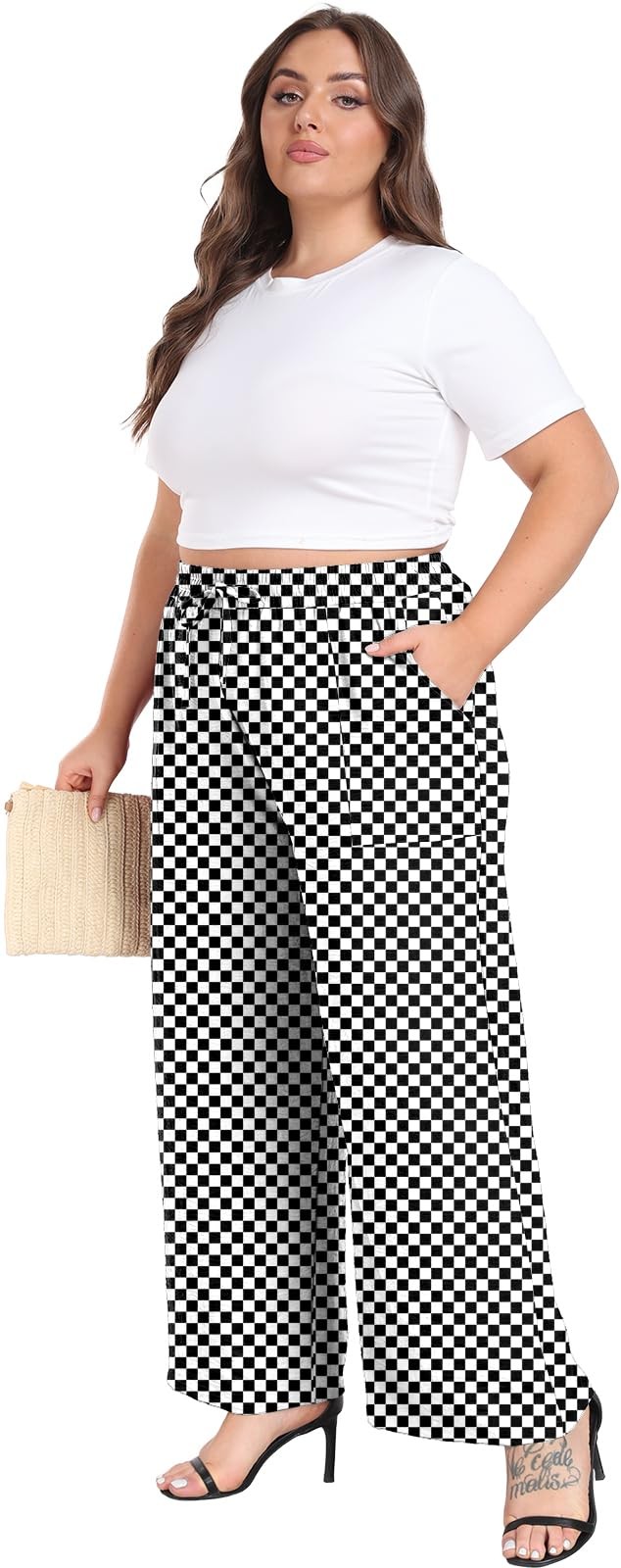 Women's Plus Size Wide Leg Pants Palazzo High Waisted Pants for Women Plus Si... gallery