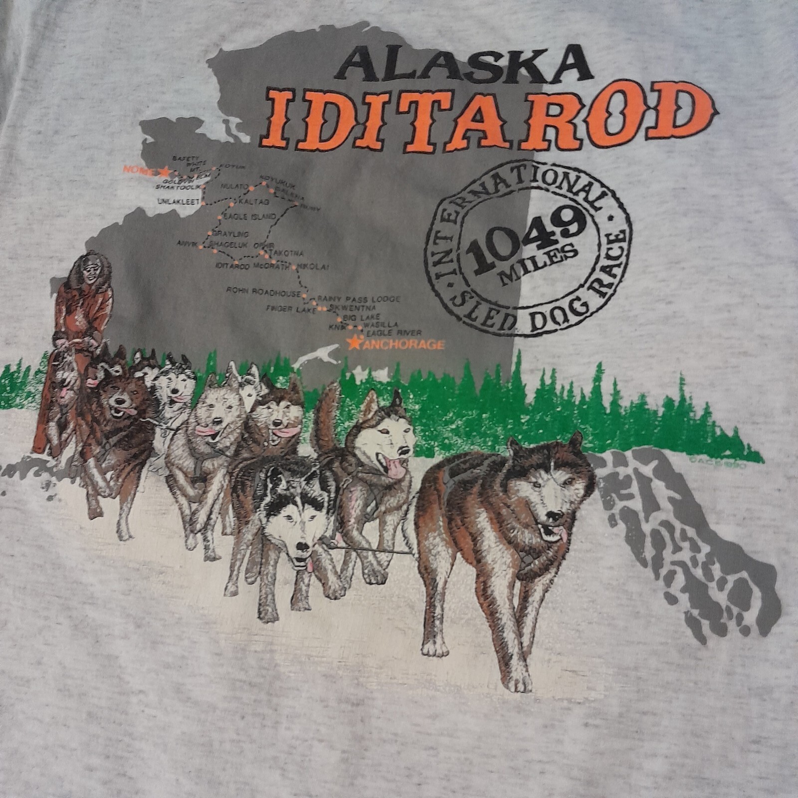 Vtg 90s Alaska Iditarod T-shirt Men Size L Large huskies sof tee teejays USA