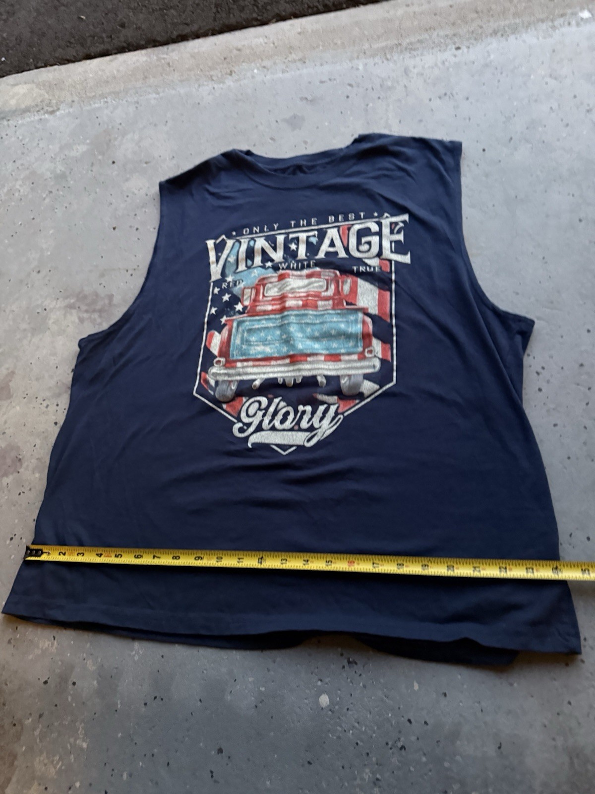 Vintage Patriotic Graphic Print Sleeveless Crew Neck T-Shirt Men’s 2XL Blue gallery