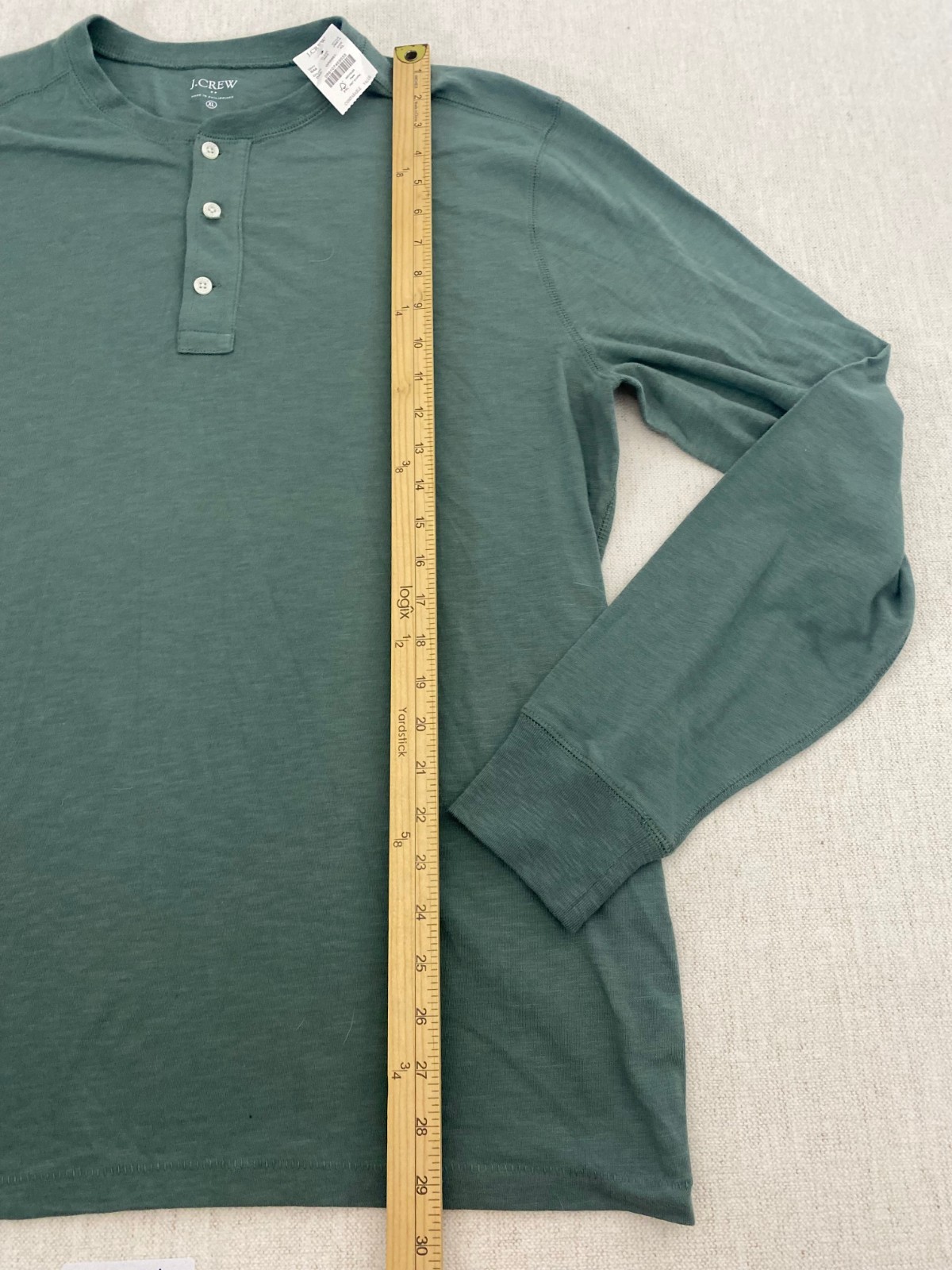 J.Crew Henley T-Shirt Mens XL Green Long Sleeve Button Front Cuff Pullover NWT gallery