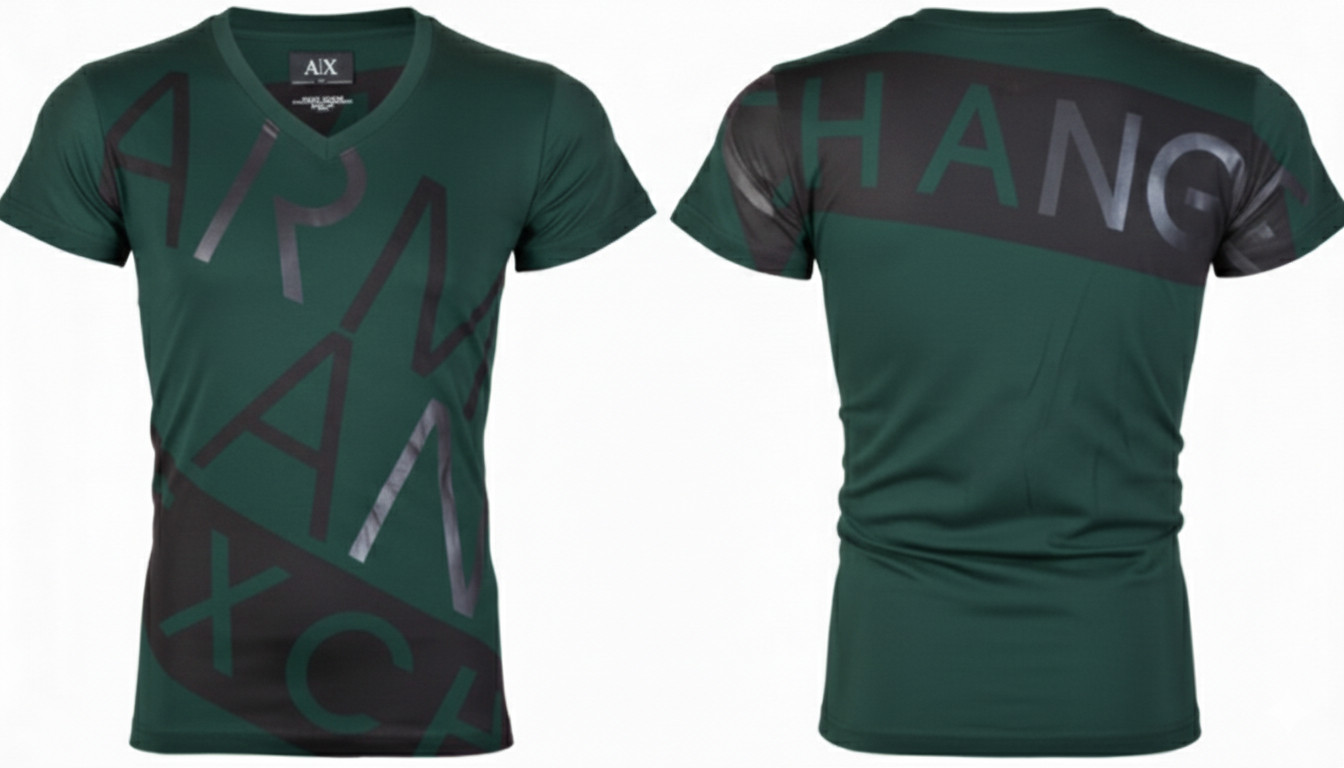 ARMANI EXCHANGE Green BIAS Short Sleeve Slim Fit Designer V-NECK T-shirt NWT gallery