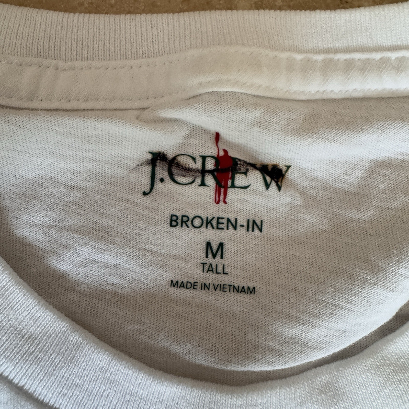 J Crew Tall Broken In Short Sleeve Crew Neck T Shirt Mens Size Medium Tall White gallery