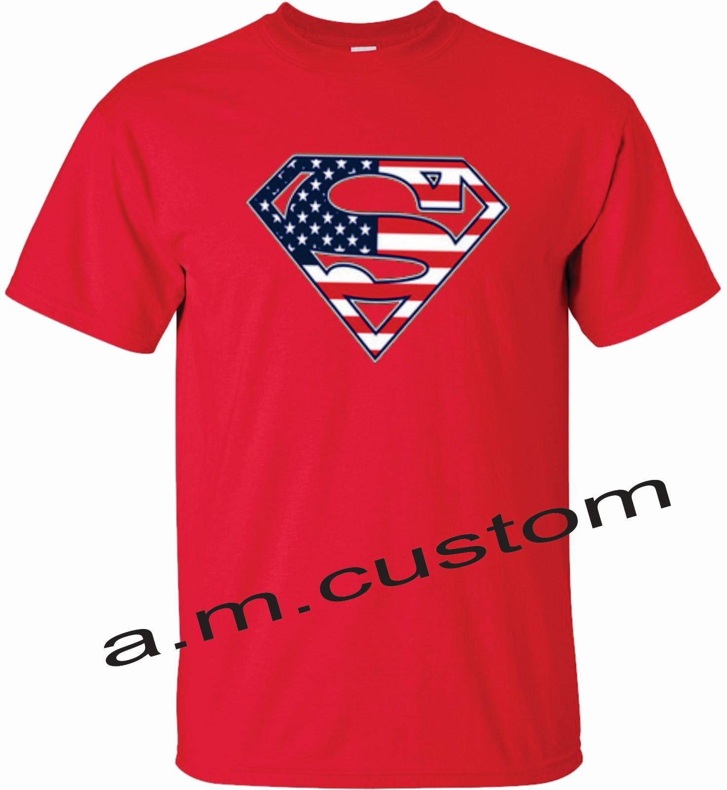 Superman American Flag Shirt Crew Neck, S-4xl gallery
