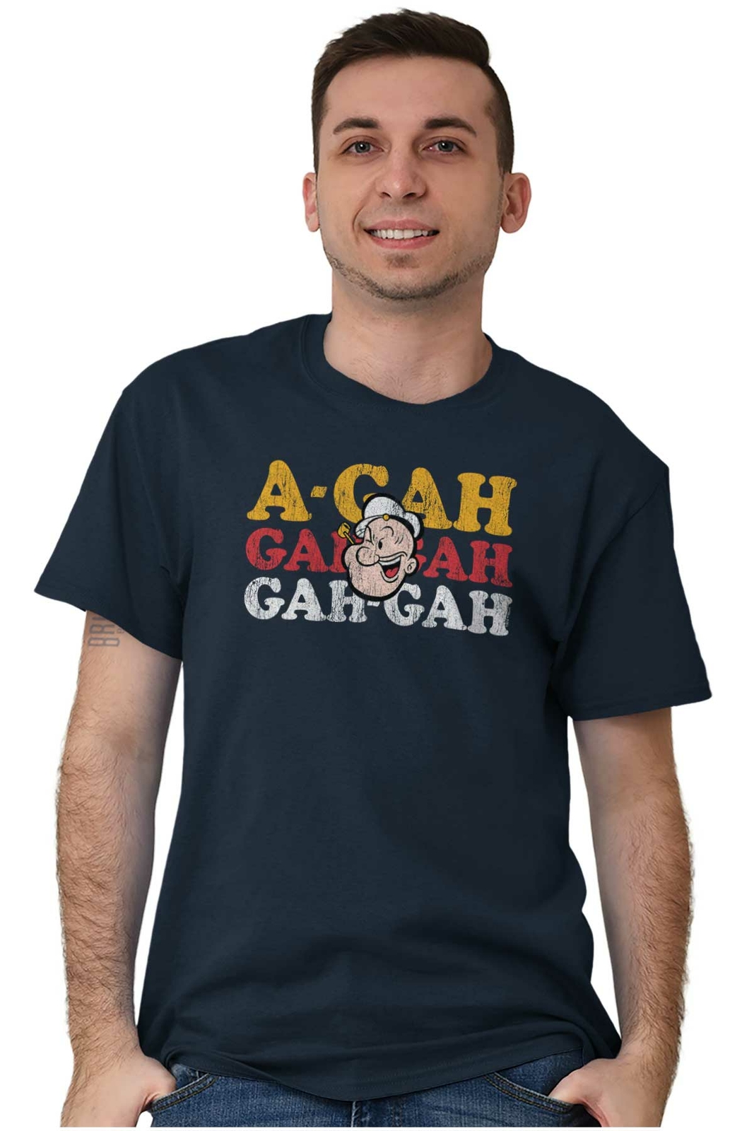 Funny Vintage Popeye Cartoon Sailor Attitude Womens or Mens Crewneck T Shirt Tee gallery