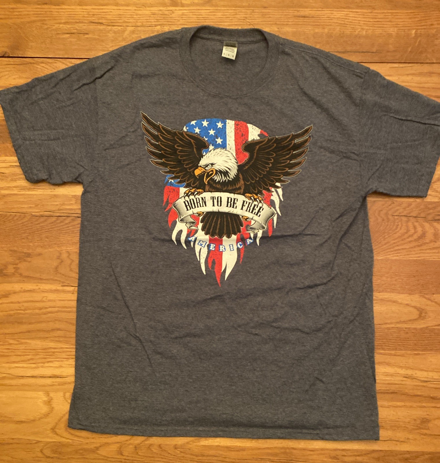 USA patriotic t shirt mens large Born To Be Free 4th Of July gallery