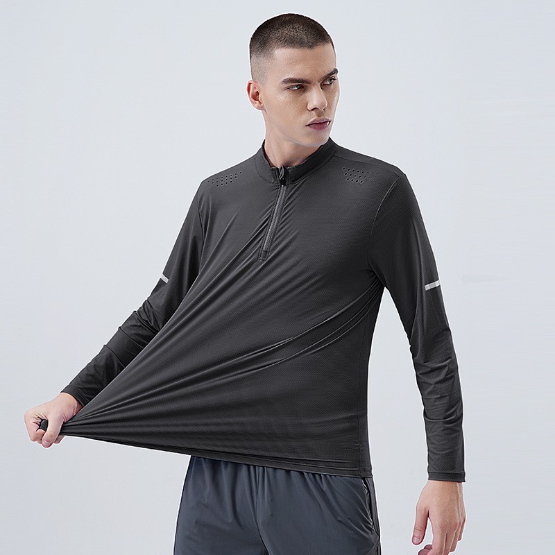 Spring Autumn New Arrival Men Long Sleeve Half Zip Quick Dry Sports Sweatshirt gallery