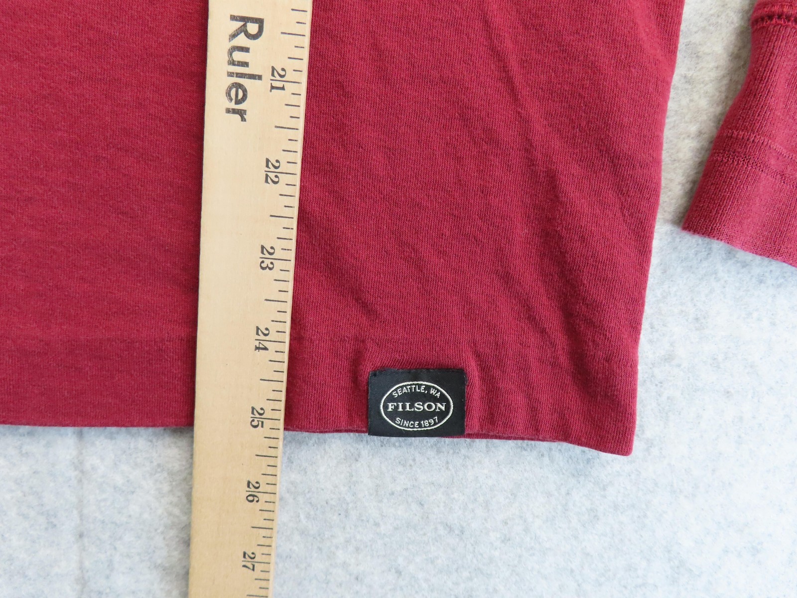 Filson Shirt Mens Medium Dark Red Long Sleeve Cotton Henley Made In Peru gallery