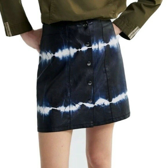 NWOT Zara Tie Dye Faux Leather Mini Skirt gallery