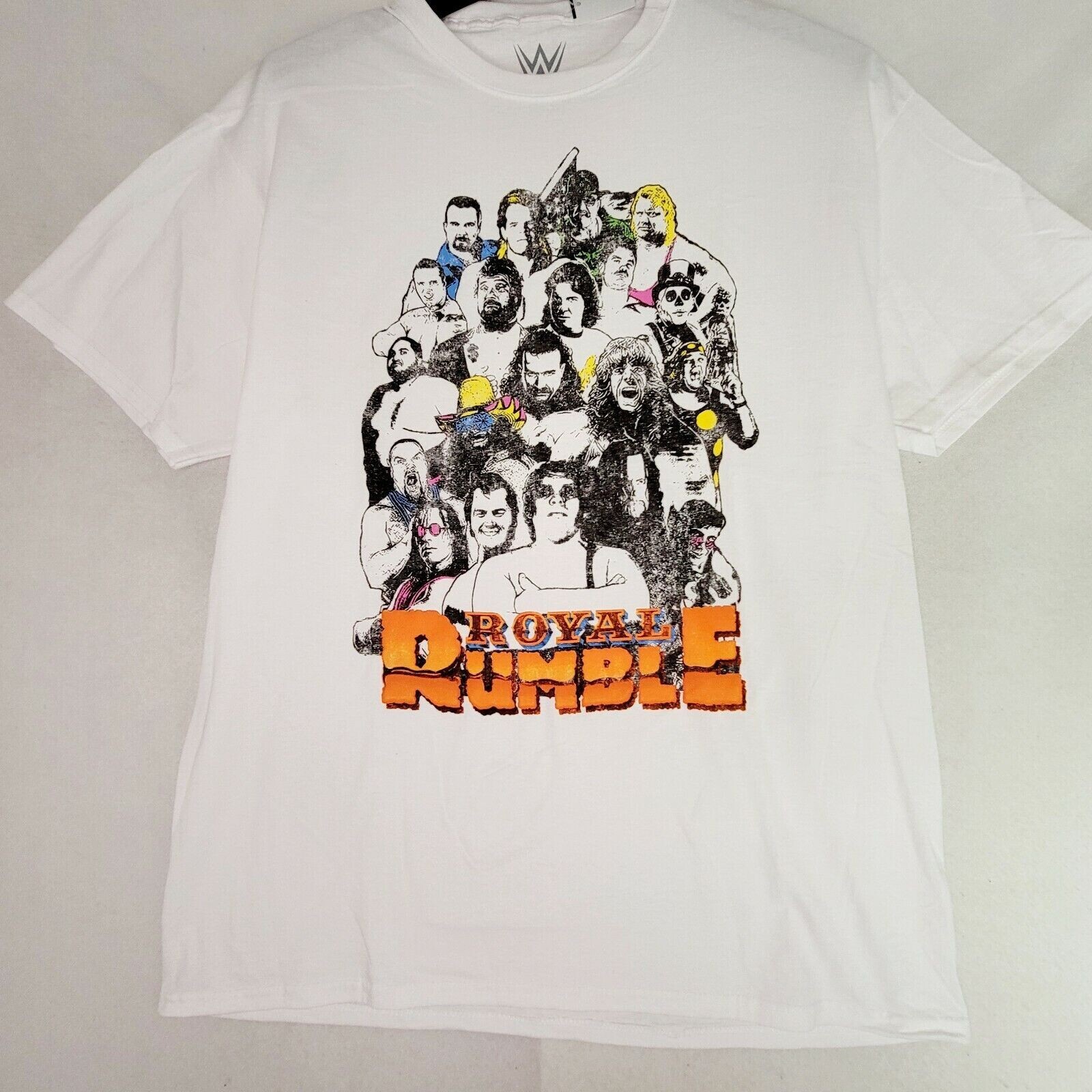 WWE WWF Royal Rumble Shirt Mens 2XL XXL White Pro Wrestling Distressed Logo NWT gallery