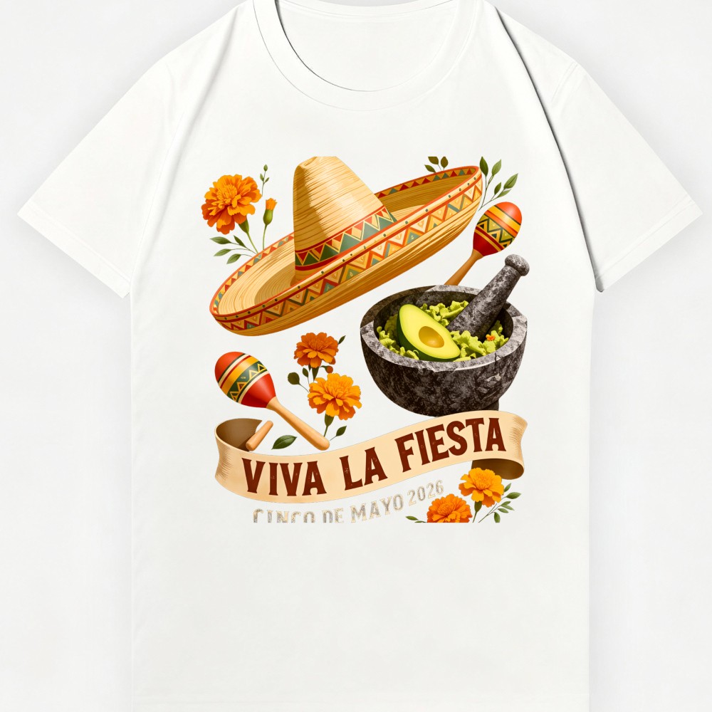 Cinco de Mayo Viva La Fiesta T-Shirt, Sombrero & Guacamole Tee gallery