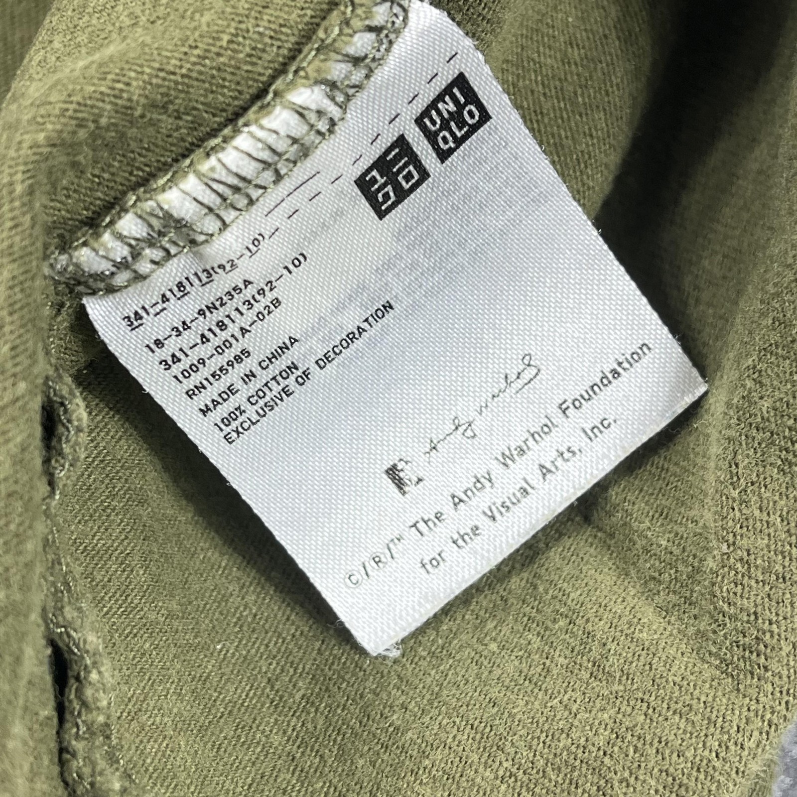 Uniqlo Shirt Mens Medium Olive Green SPRZ NY Andy Warhol Banana Pocket Tee Art gallery