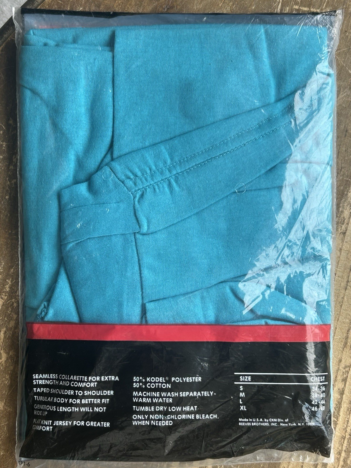 NOS Vintage CKM Reeves Blue Perma Press 50/50 Poly Cotton Pocket T Shirt XL USA gallery