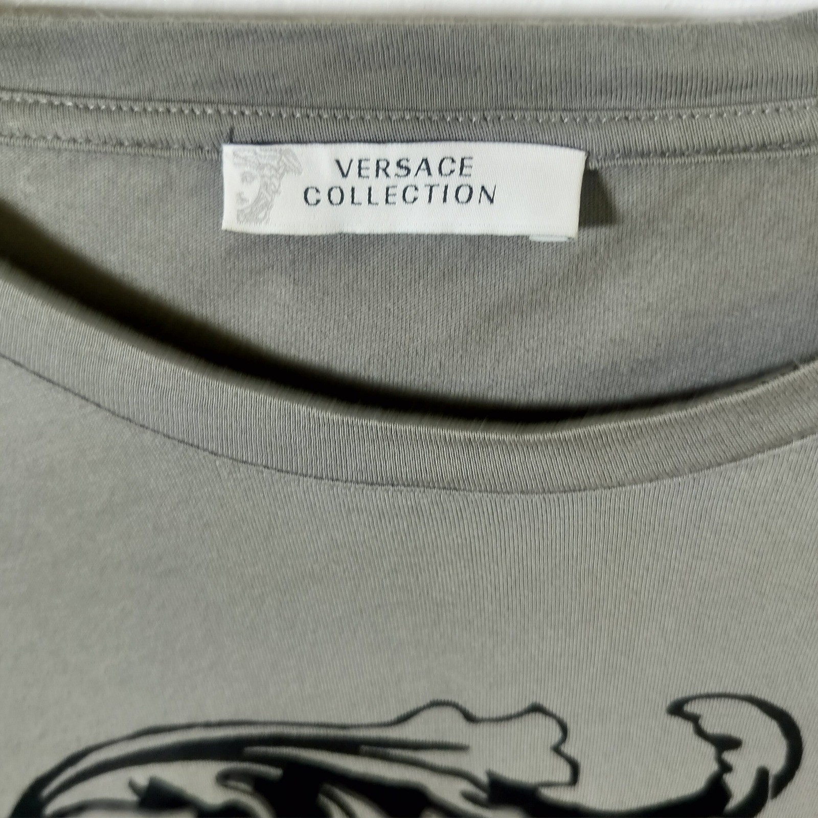 Versace Collection Medusa Graphic T-Shirt Olive Green Grey Mens Crew Neck Tee gallery