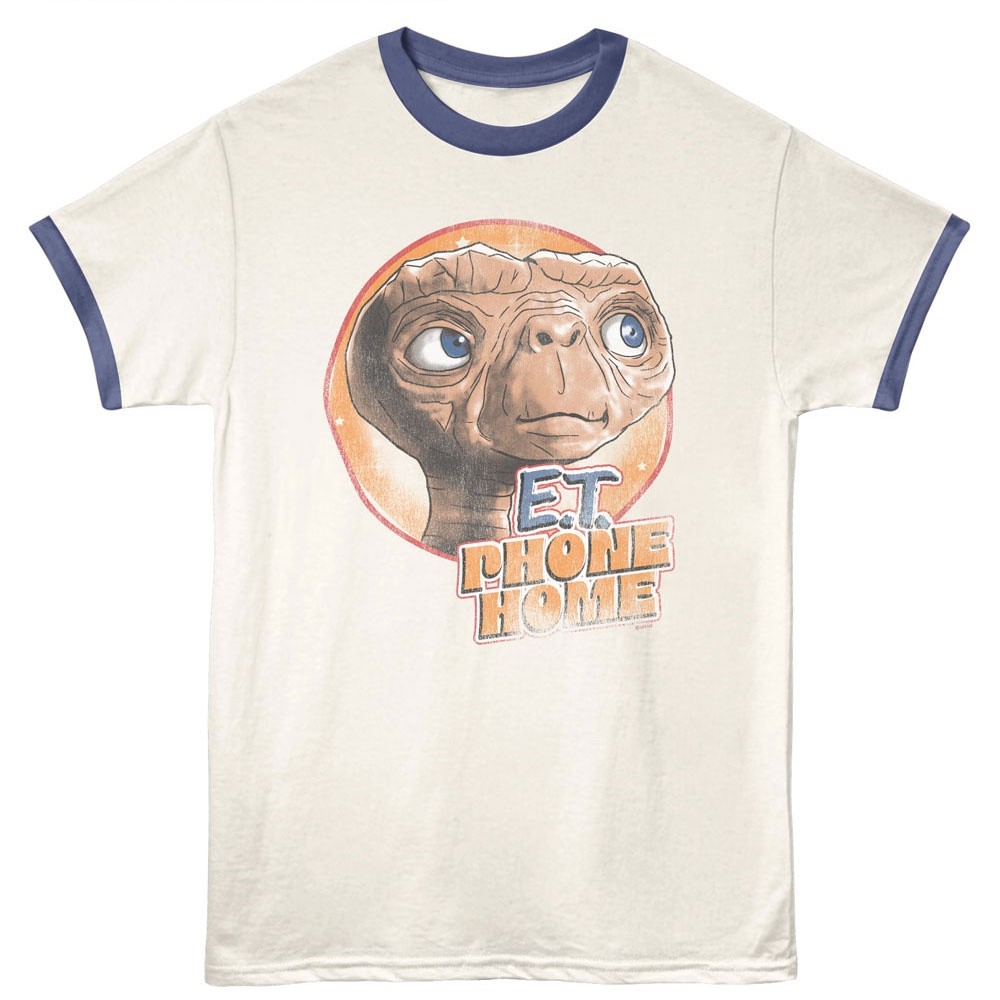 E.T. Movie Ringer T-Shirt Mens ICONIC PHONE HOME Vintage White / India Ink gallery
