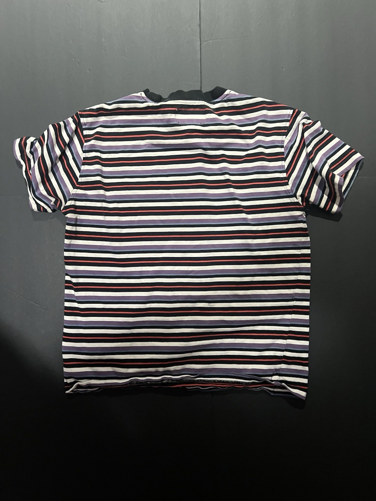 Welcome Skateboards multicoloured striped tee Size S armpit stains #skateboard gallery