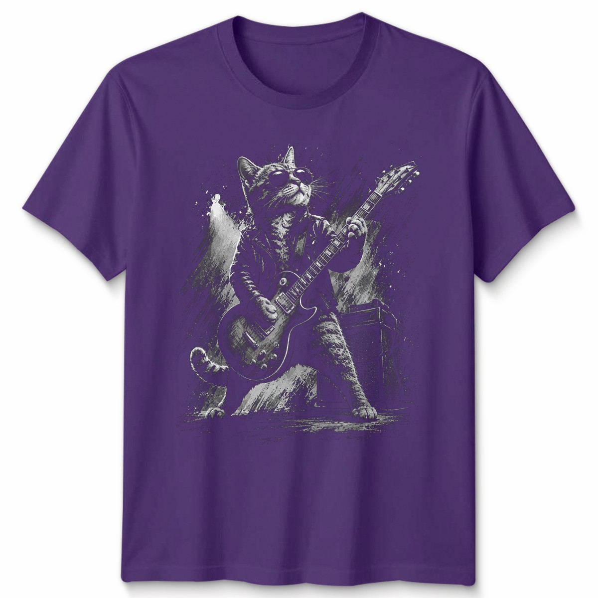 Funny Cat Playing Unisex T Shirt Guitar Rock And Roll Gifts Graphic Tee gallery