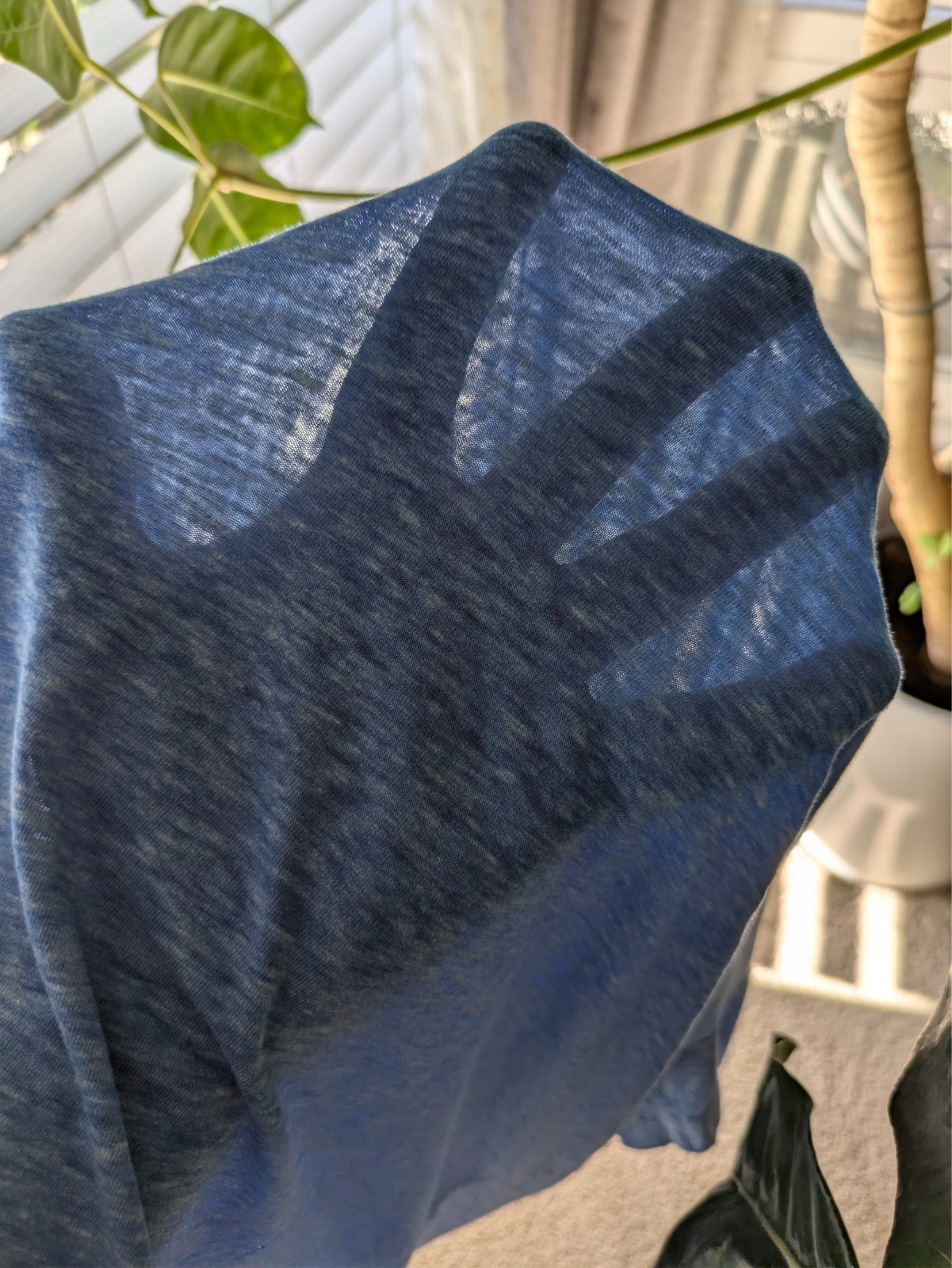 MEN'S TSHIRT: Paper Thin Heather Blue Semi Sheer Stretch Burnout Gym Casual 2XL gallery