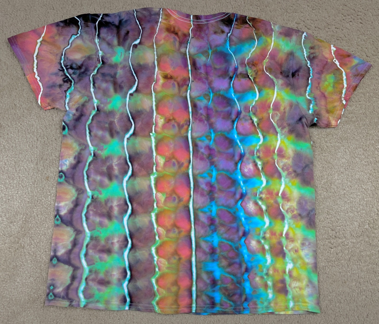 Handmade Ice Tie Dye T-Shirt XL Mens Womens Soft Cotton Blue Red Rolled gallery