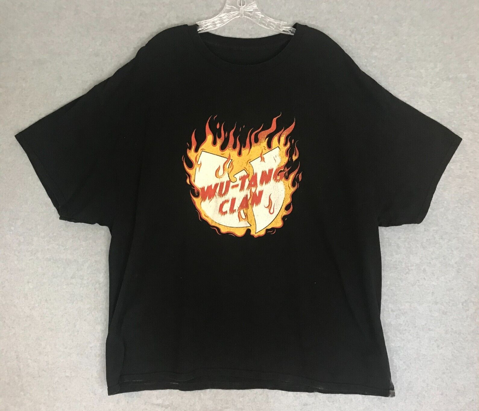 Wu-Tang Clan Flaming Fire Logo art T-Shirt Mens 3XL Hip-Hop Rap Black