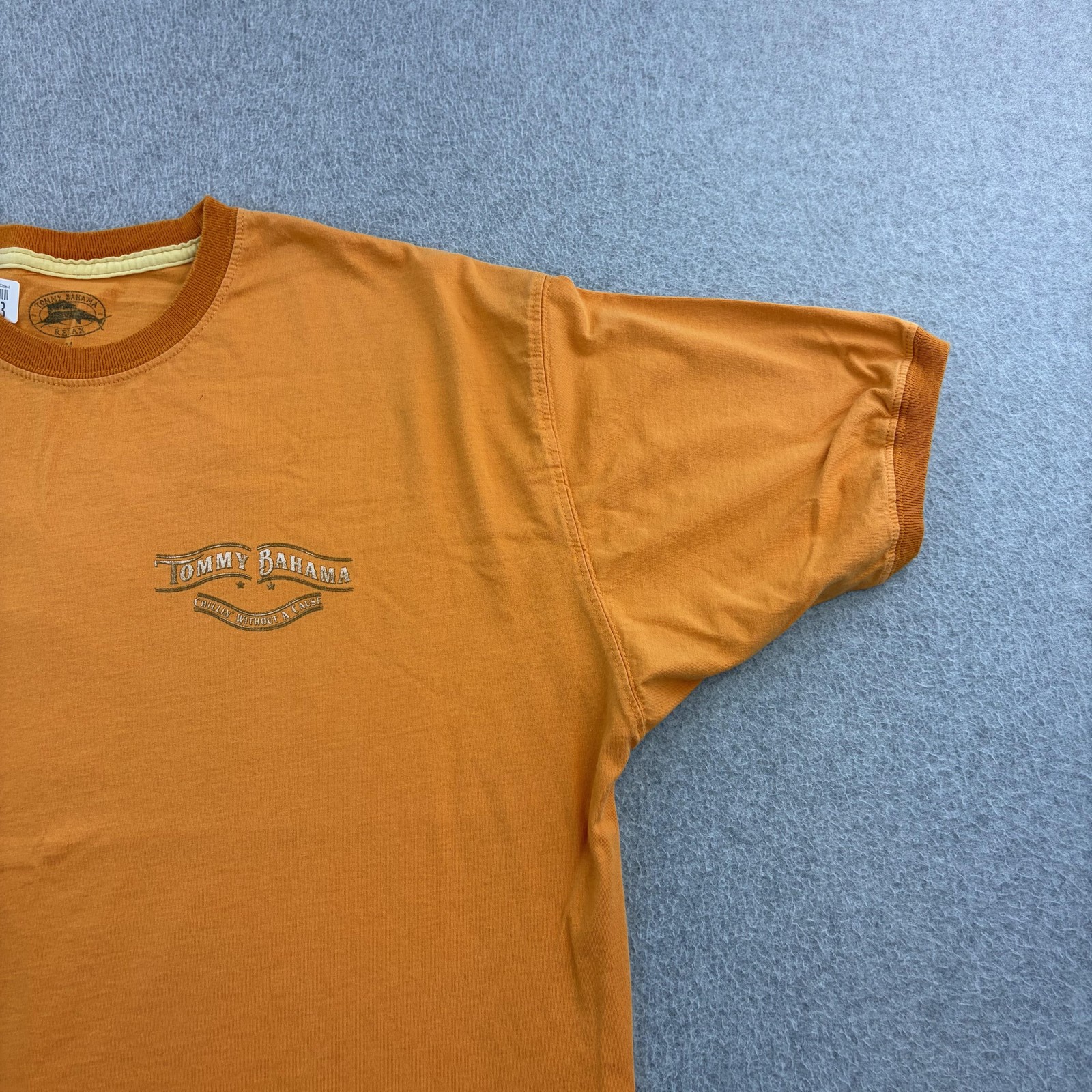 Tommy Bahama Shirt Mens Medium Orange Motorcycle Chillin Without Cause Tee Adult gallery