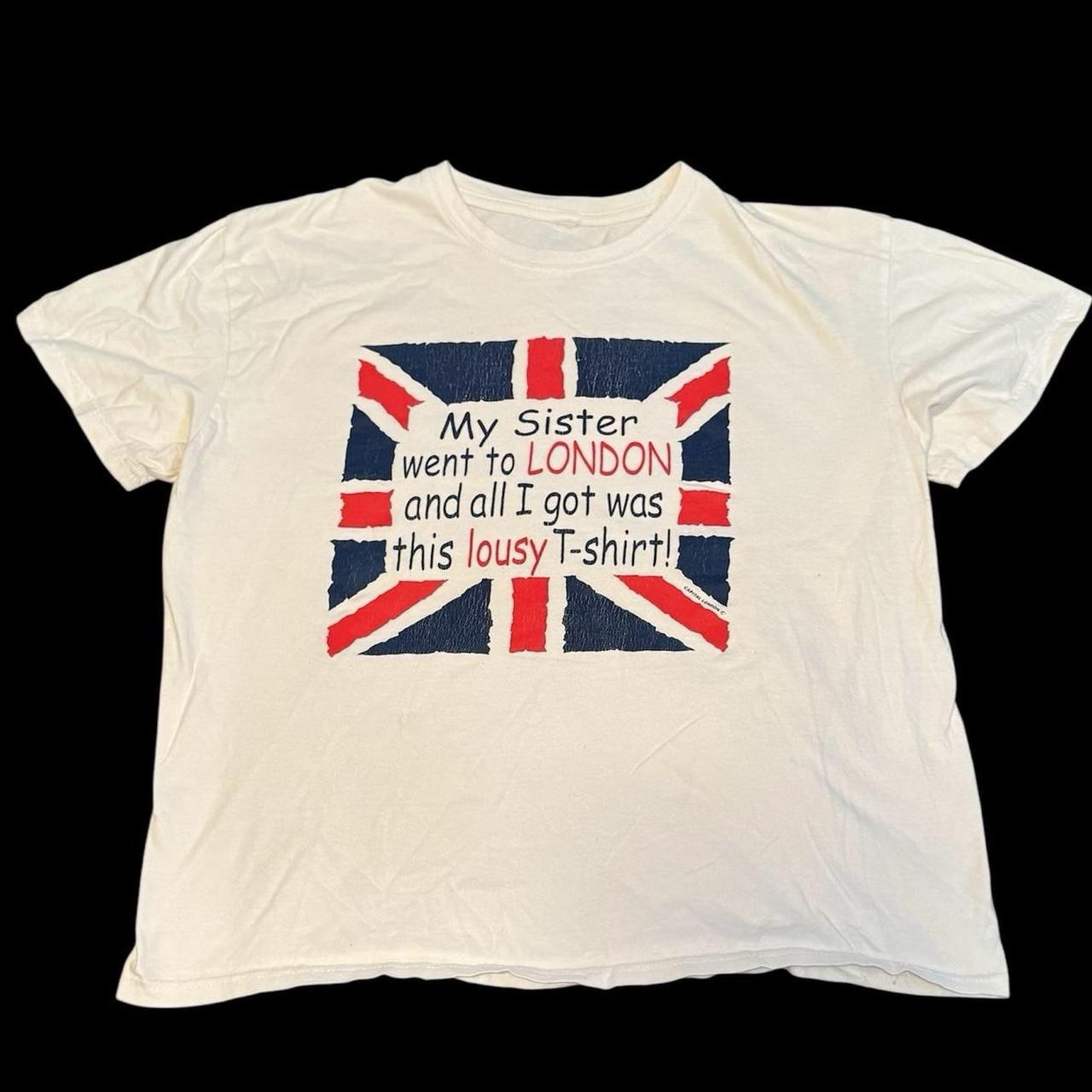 Vintage 1980s “My Sister Went to London” Funny Graphic L T-shirt FREE SHIPPING