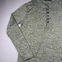 Mlanm Long Sleeve Buttoned Shirt Green Mens M 1/3 Button Up Rare Everyday Wear