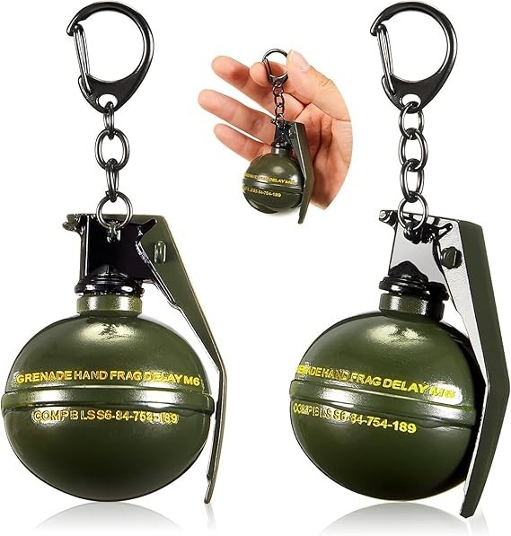 2 Pcs Frag Grenade Keychain Heavy Duty Bomb Alloy Cool Keychain for Jewelry M…