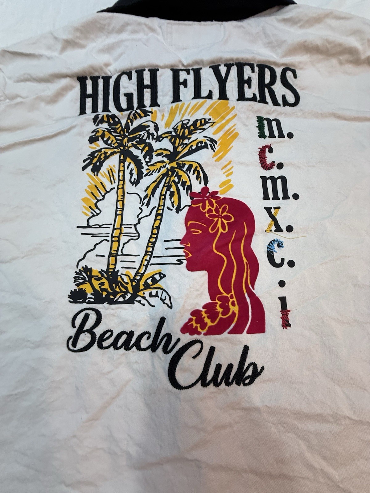 Smoke Rose Satin Lounge Beach Shirt- Chalk / XL Beach Club Palm Trees/ gallery
