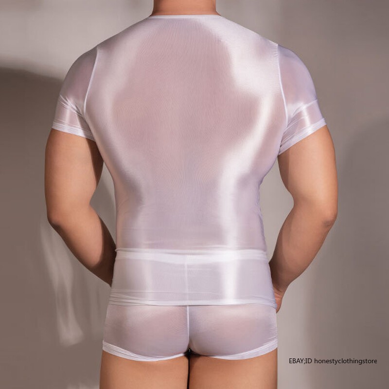 Men Sexy Sheer Oil Shiny Elastic Tops Muscle Tank Vest Gym Tshirt Clubwear gallery