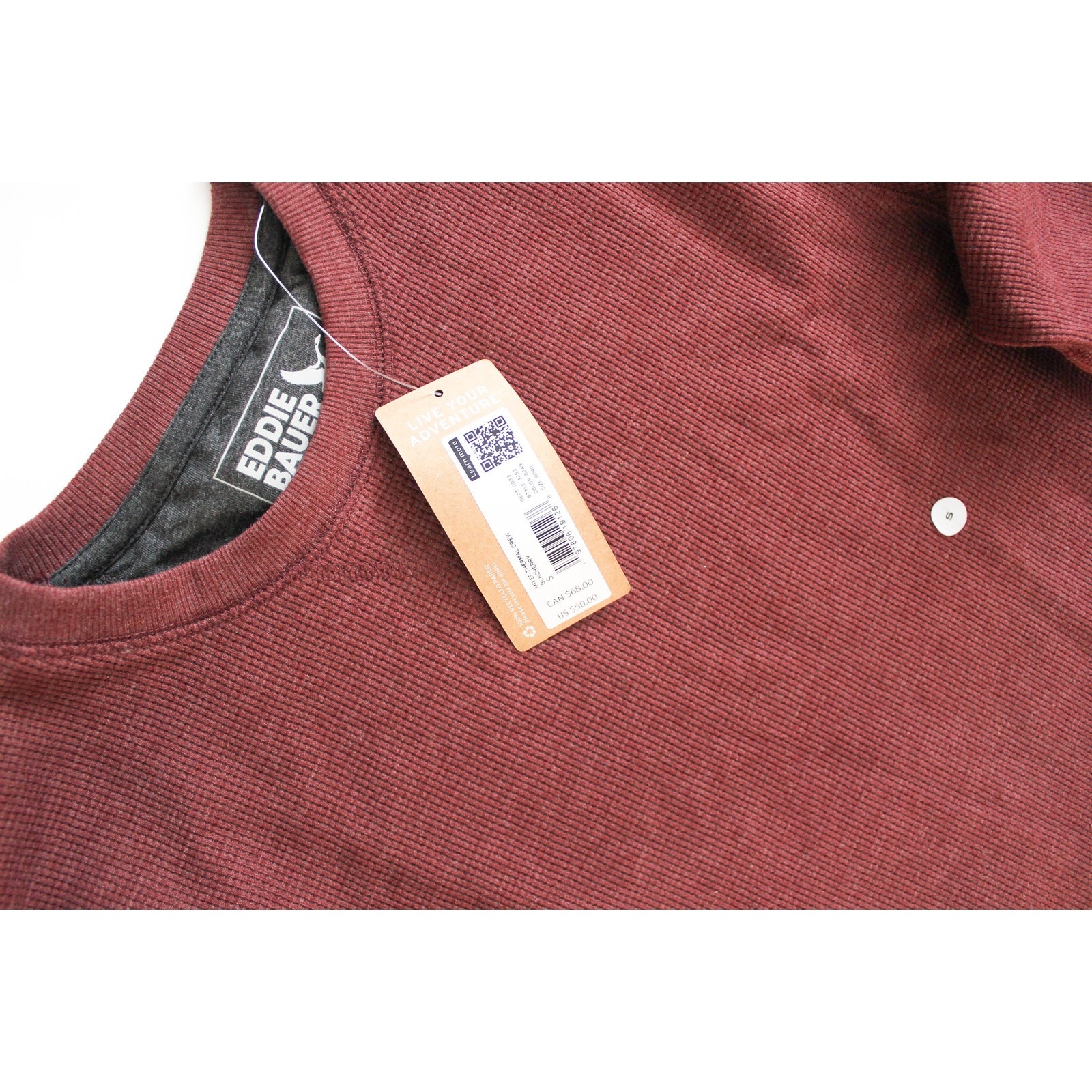 Eddie Bauer Midweight Thermal Crew Shirt Mens Small Cherry Recycled NWT gallery