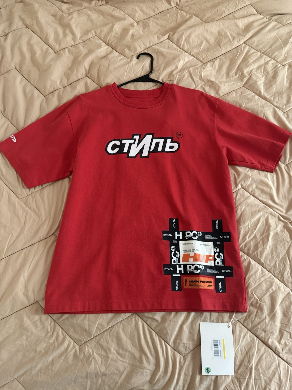 Heron Preston Red Graphic Print Limited Edition Men’s T-Shirt S Short Sleeve