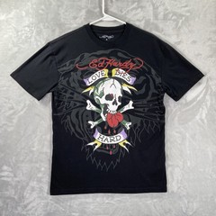 Ed Hardy T-Shirt men’s Small Graphic Tee Y2K Skull Love Dies Hard Art Crew Neck