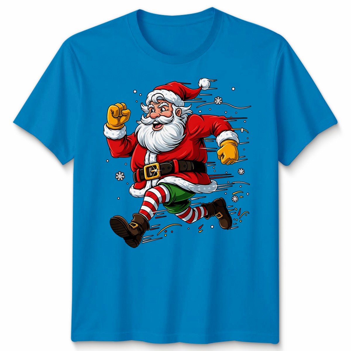 Running Santa Christmas Holiday Mens T-Shirt Womens Graphic Tee Festive Apparel gallery