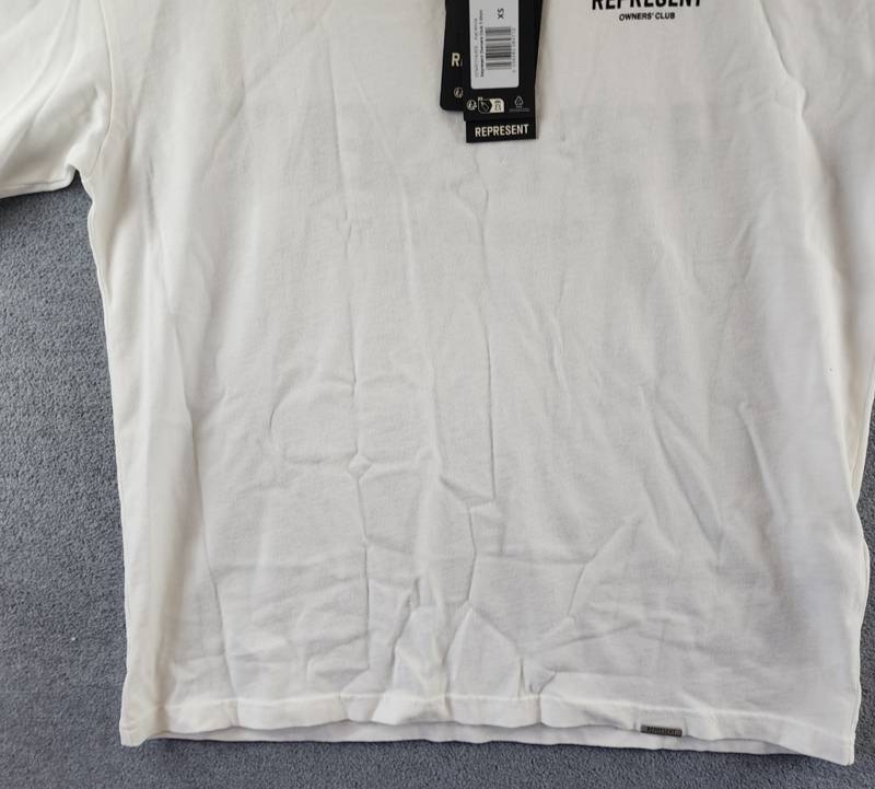 REPRESENT Owners Club Oversized Fit T-Shirt Mens XS Flat White Crewneck Pullover gallery