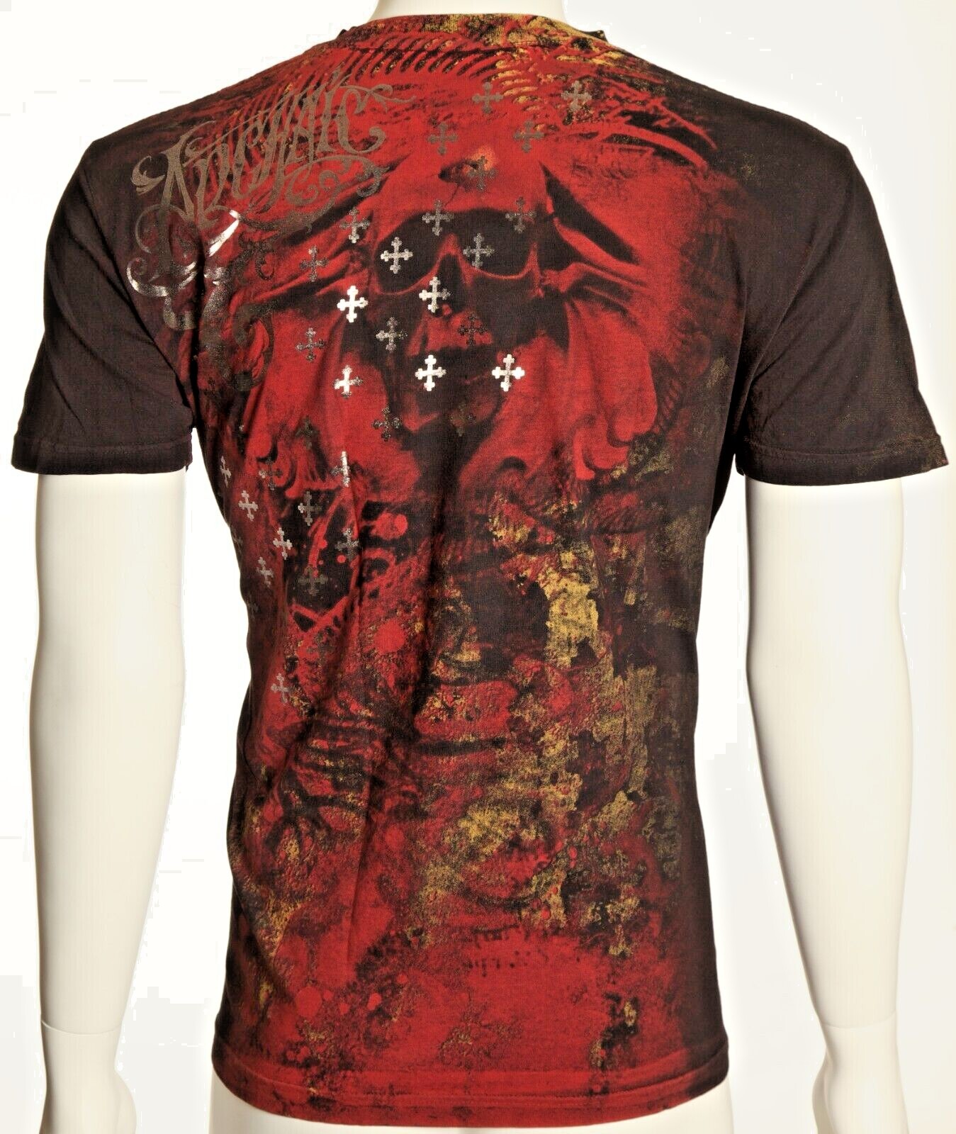 ARCHAIC by AFFLICTION Black BRASS Short Sleeve Slim Fit Y2K MMA Elite T-shirt gallery